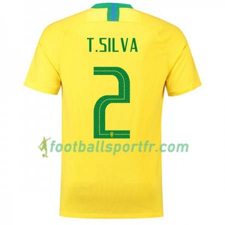 Tenue Brésil T.Silva 2 Domicile Coupe du monde 2018 Maillot de Foot